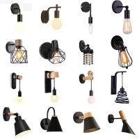 Nordic Wood Wall Lights Bedroom Bedside Lamp Black Creative Modern E27 Wall Lamps Suspension LED Home Lighting Sconce Room Decord