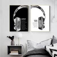 ชุดหูฟังแร็ปเปอร์เพลงแร็ปเปอร์ฮิปฮอปสีขาวดำภาพผ้าใบพร้อมข้อความพิมพ์และพิมพ์ภาพชุดหูฟังศิลปะบนผนังห้องนั่งเล่นตกแต่งบ้านกรอบด้านในหรือไร้กรอบ1ชิ้น