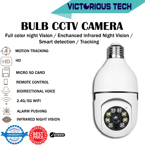 Bulb CCTV Camera Full color Night Vision and Smart detection with