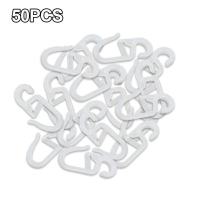 50pcs/Set Curtain Hanging Hooks Ring Window Curtain Hanger Hooks White Plastic Curtain Hook For Car Home Office Curtain
