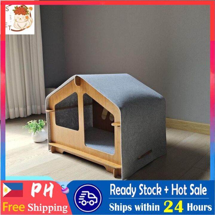 Cat house small villa wooden cat litter four seasons universal high ...