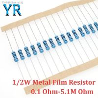 ﹉ 50PCS 1/2W 0.5W 1 Metal Film Resistor 0.1 Ohm-5.1M Ohm 148 Value Metal Film Resistor