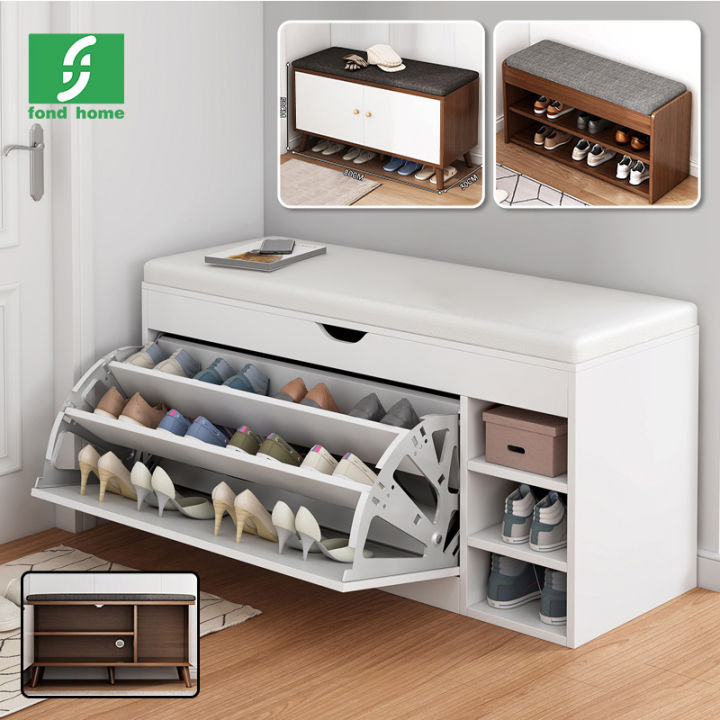 15 style Shoe Stool Shoe Cabinet Flip Shoe Rack Cushion White&black ...