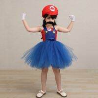 Anime Super Bros Costume for Kids Halloween Party Dresses Luigi Brothers Cosplay Clothes Girls Fancy Tutu Dress Children Vestido