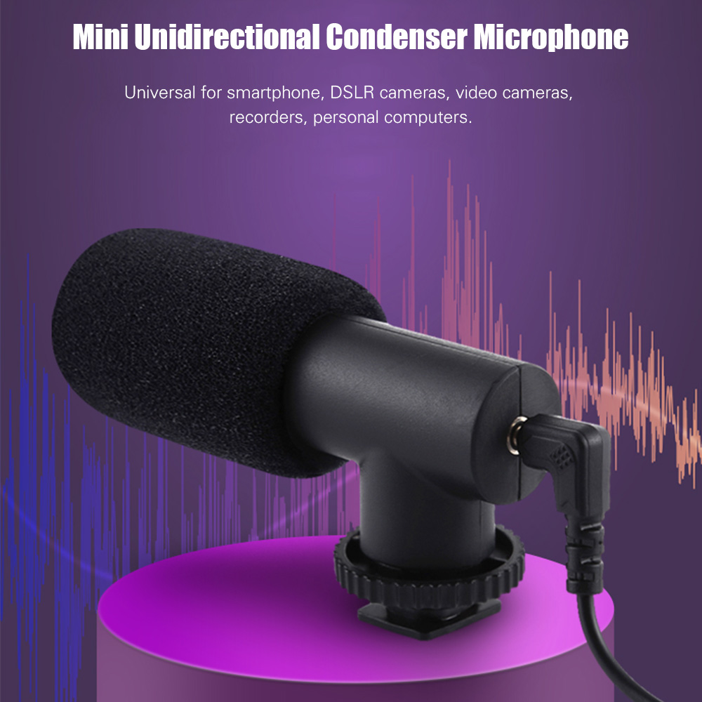 TOPTOO Mini Unidirectional Condenser Microphone K-Song/Interview/Capacitor Recording Microphone 3.5mm Audio Interface Universal for Mobile Phone DSLR Cameras Video Cameras Recorders Personal Computer 