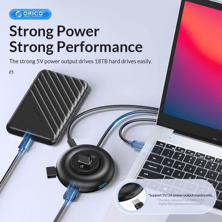 orico-rgb-usb-c-hub-4พอร์ต3-0-5gbps-ตัวแยก-usb-ที่พ้วง-usb-กับ-type-c-power-slim-อะแดปเตอร์-otg-สำหรับ-pc-macbook-pro-lenovo-hdd-feona