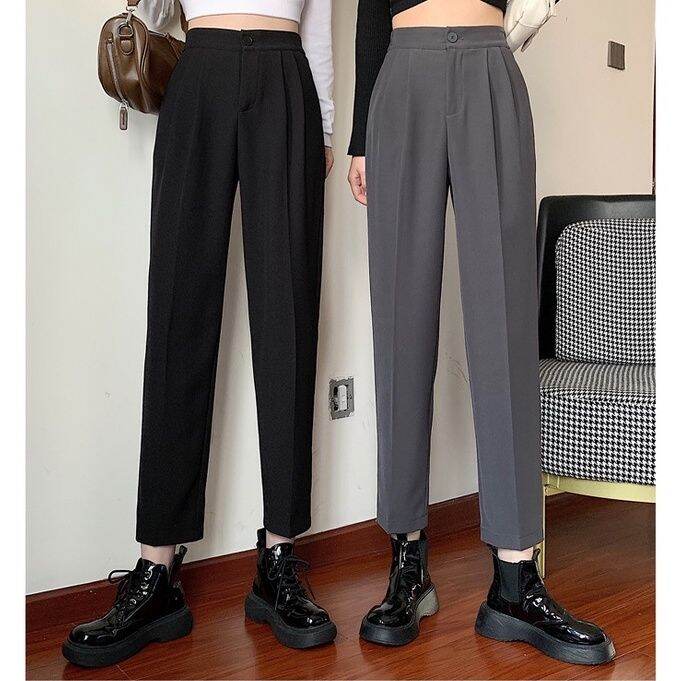 free-shipping-loose-casual-pants-women-high-waist-wide-leg-thin-suit-trousers