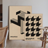 Bauhaus เรขาคณิตบทคัดย่อเส้นญี่ปุ่น DIY โปสเตอร์ Decoracion จิตรกรรมฝาผนังศิลปะคราฟท์ผ้าใบประดับผนังห้องนอร์ดิกตกแต่งบ้าน