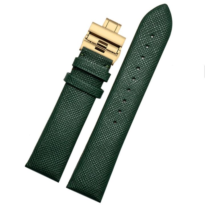 สายนาฬิกาหนังแท้ลายกิ้งก่าสำหรับผู้ชาย-ตะขอผีเสื้อสีเขียว-ar0382สายสีน้ำตาล-ar1674อาร์มานี่สายนาฬิกาข้อมือ20-22มม