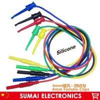 ✐☇❧ 5 Pieces test hook clip with 4mm banana socket 16 AWG ultra soft silicone moulded 5 colors50cm cable