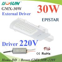 30W LED โคมไฟถนน แบบอลูมิเนียมโปรไฟล์ แสงสีขาว 6500K ใช้ Driver ต่อภายนอกโคม AC 220V รุ่น Bosun-GMX-30W-220V