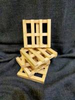 MINI PALLET ที่รองแก้วทำจากไม้ ธรรมชาติ  ONE SET (5PCS) OF SQUARE  COASTER NATURAL WOOD (Size:  9*9 cm)