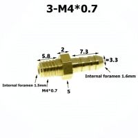 5ชิ้น M4 M5 M6 M8เมตริกเกลียวตัวผู้ถึง3มม. 4มม. 5มม. 6มม. 8มม. ท่อหนาม Od ทองเหลืองอะแดปเตอร์เชื่อมต่อการติดตั้งท่อ