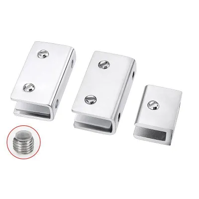 1PCS Home Bath Glass Clamp Support Install Door Hinge Cabinet Fixed Accessories Furniture Hardware Cupboard Clip Stainless Steel
