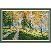 【hot】◆✣  Scenery Aida 14CT 11CT Printed Fabric Needle Thread Embroidery Gifts