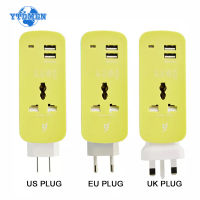 ปลั๊กไฟแบบพกพา Universal Wall Socket Outlets US/UK/EU Plug 2 Port USB Travel Charger Adapter 220V with 1.5m Extension Cord-Linqiaoe