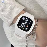 HK Jam Tangan Digital Led Jam Tangan Elektronik แนวสปอร์ตใช้กลางแจ้งทำจากซิลิโคนสำหรับผู้หญิงไม่มีสายอัจฉริยะนาฬิกาข้อมือนักเรียนชายหญิงสุดสร้างสรรค์