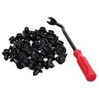 40pcs 10mm Push-type Plastic Bumper Fender Flare Fastener Rivet Clips and one Remove the buckle tool