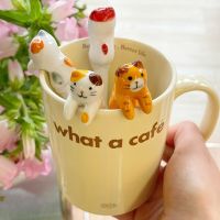 Cute Cat Animal Spoon Hanging Coffee Dessert Spoon Kitchen Tool Novelty Gift Ceramic CartoonUnique Ice Cream Flatware Serving Utensils