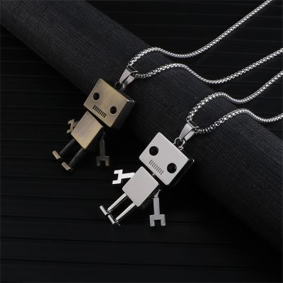 Stainless Steel Sweater Necklace For Men Hip-hop Limb Movable Cube Robot Pendant Neck Chain Cadena Collar hombre colar masculino