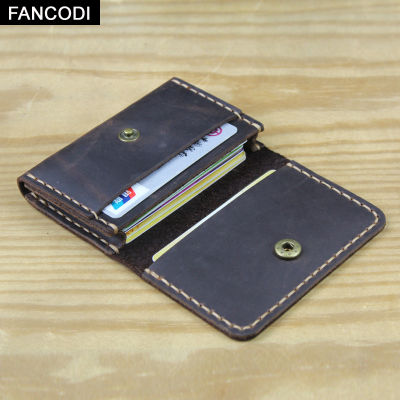 TOP☆FANCODI Handmade Genuine Leather Card Wallet Leather Card Holder Men small Purse Credit ID Card Holder Women Business Card Case MC412