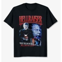 Hellraiser Supernatural Horror Movie Black Tee เสื้อยืดผู้ชายผ้าฝ้ายแท้คุณภาพสูง