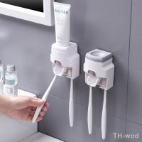 【hot】♠  1pc Toothbrush Holder Set Toothpaste Dispenser Wall Mount Accessories Rolling Squeezer