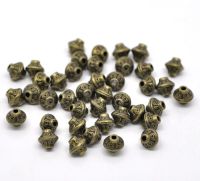 Handmade Zinc Alloy Spacer Beads Bicone Antique Bronze Carved Loose beads for Needlework Jewelry Making DIY Bracelet Women Gifts DIY accessories and o