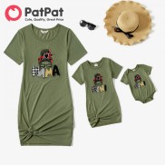 PatPat Family Trang Phục Phù Hợp Với Gia Đình Đầm Áo Phông Thắt Nút Xoắn