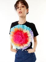 สินค้าใหม่ iCONiC BIG RAINBOW ROSE T-SHIRT #7441 เสื้อยืด สีรุ้ง เสื้อยืดปักลาย เสื้อยืดแฟชั่น เสื้อยืดขาว เสื้อยืดไฮโซ