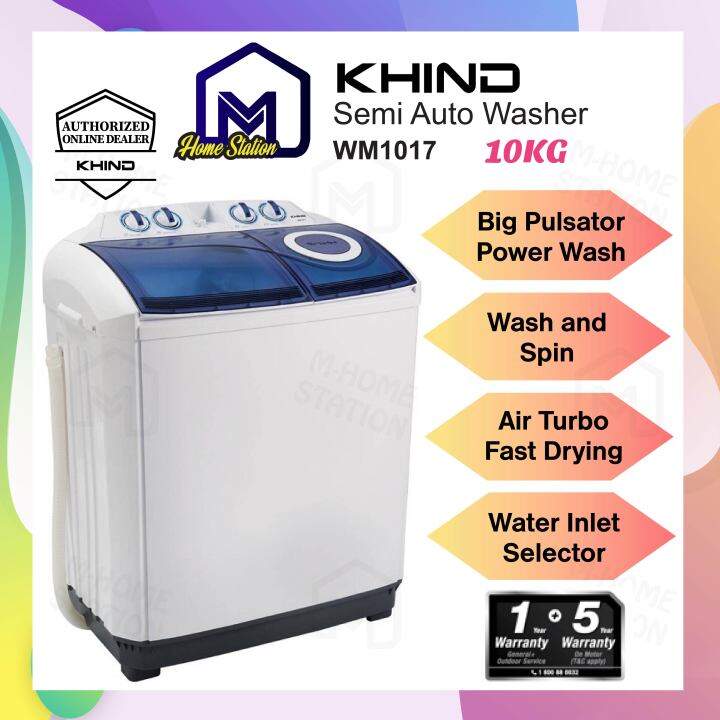 Khind 10KG Semi Auto Washing Machine WM1017 OR 7KG WM717 Mesin Basuh