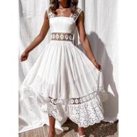 COD DSFGRDGHHHHH Women sleeveless white lace patchwork Hollow backless long dress for casual party summer beach