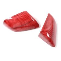 Rearview Mirror Cover Trim Kit Decoration for Ford Mustang 2015 2016 2017 2018 2019, Red Carbon Fiber Grain