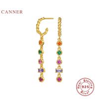 CANNER ided Twist Pattern Colored Earrings For Women Real 925 Sterling Silver Piercing Stud Earrings Fine Jewelry Pendientes