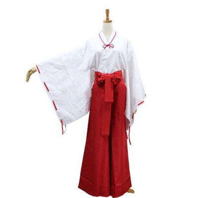 อะนิเมะ Inuyasha ชุดคอสเพลย์สีแดงญี่ปุ่น Kimono Higurashi Kagome Kikyo Sesshoumaru สำหรับปาร์ตี้ฮาโลวีน Wigs ฟรี Wigcap