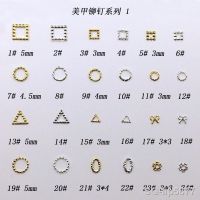 100Pcs/Lot Korea Metal Alloy Nail Art Parts Flat Rivets Studs Hollow Square Round Triangle 3D DIY Accessories Stickers Charms