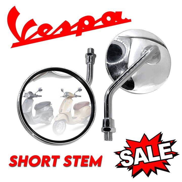 Vespa GTS Super Sport Round Circle Side Mirror Chrome Short Stem (BILOG) Stainless Aluminum