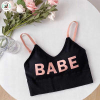 Fin Fin สปอร์ตบรา Sportbra เสื้อครอป สายเดียว ลาย BABE 32-38 ชุดชั้นใน ผู้หญิง บรา ไร้โครง เสื้อใน ไร้ขอบ ออกกำลังกาย โยคะ