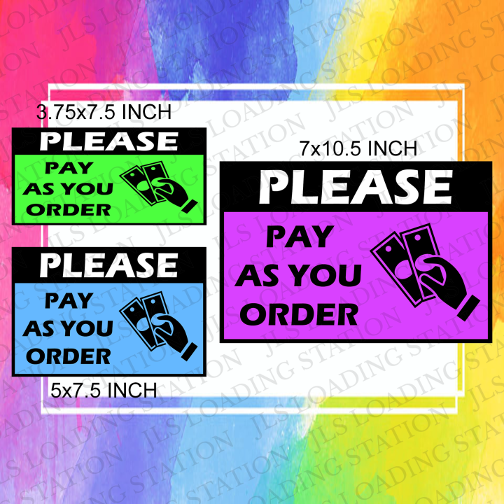 PLEASE PAY AS YOU ORDER (LAMINATED/PVC) SIGNAGE | Lazada PH