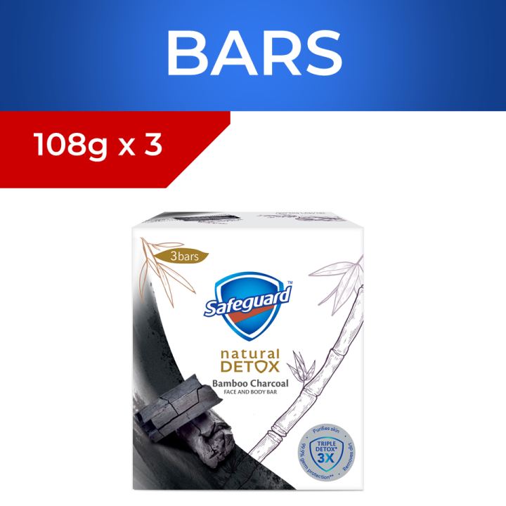Safeguard Natural Detox Bamboo Charcoal Bar 3 x 108g Lazada PH