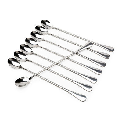 10Pcs 9 Inch Long Handle Iced Tea Spoon Stainless Steel Cocktail Stirring Spoons for Mixing Tea Coffee Ice Cream Spoon Set