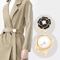 Coat Belt Buckle Female Fashion Trench Belt Holder Multi functional Silk Scarf Decorative Camellia Buckle Accessories