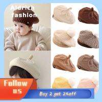 ALDRICH แฟชั่นหมวก Topi Baret Bayi สีทึบหมวกเบเรต์ผ้าวูลสตรีเสื้อถักไหมพรมน่ารักไม่มีชายคาหมวกถักบีนนี่ฤดูหนาว