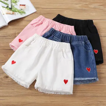 3-13 Years Kids Girl Shorts Summer Heart Print Denim Short Pants Girl  Clothes Bottom