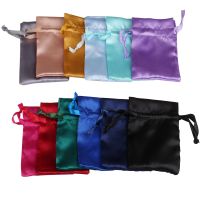 【LZ】✷♙  Soft Silk Satin Gift Bag pano liso anel pulseira colar armazenamento de jóias Drawstring Bolsas Drawstring Embalagem 8x10cm 10x15cm 10Pcs por lote