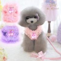 Dog Harness Lace Ruffled Hem Bow Decoration Breathable Pet Supplies Multifunctional Wear-resistant Traction Rope Pet Supplies