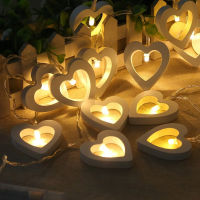 1M 10leds 2M 20leds Wooden Heart LED String Lights Romantic Valentines Day Christmas Birthday Wedding Party Decoration Lights