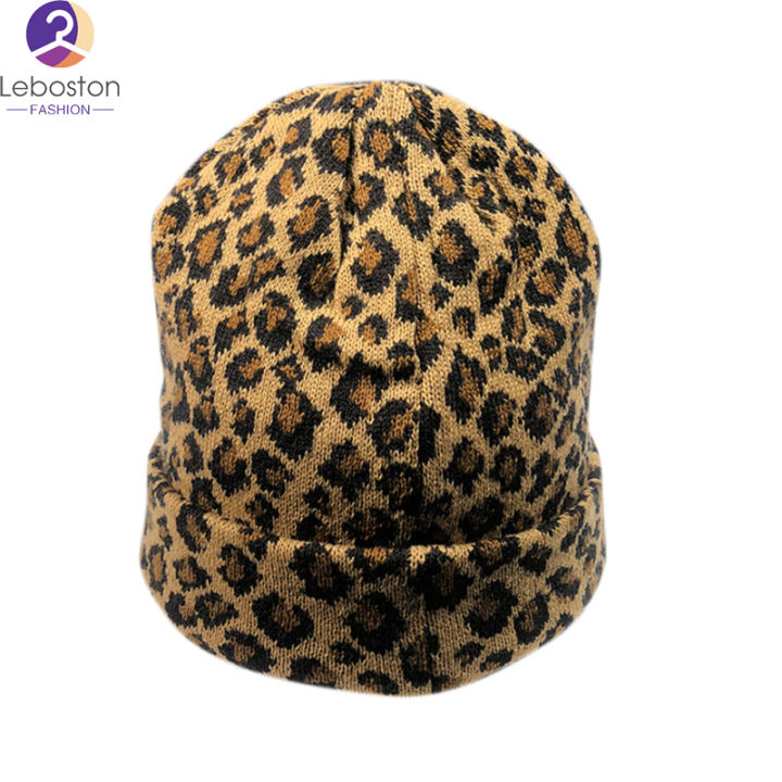leboston-หมวก-ผู้หญิงเสือดาวพิมพ์ทำด้วยผ้าขนสัตว์ถักหมวกย้อนยุคฤดูใบไม้ร่วงฤดูหนาวที่อบอุ่นหมวกหมวก