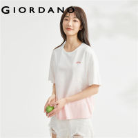 GIORDANO Women T-Shirts Letter Print Gradient Tee Crewneck Short Sleeve 100% Cotton Simple Fashion Casual Loose Tshirts 05323214