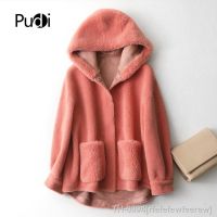 ✠ rfefefewfeerew PUDI-Casaco de Lã Genuíno para Mulheres Casaco Hood Parka Quente Tamanho Grande Inverno A59325